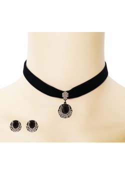 Dakkak Fashion White Cubic Crystal Stone Choker Necklace Set, DK03